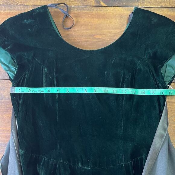 Vintage 80s 90s Donna Ricco Emerald Green Velvet Midi Dress Tie Waist Women's 8 - Picture 13 of 15